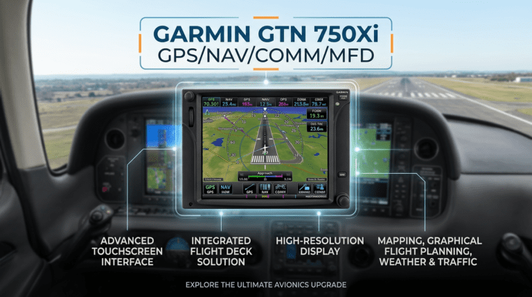 Garmin GTN 750Xi touchscreen GPS NAV COMM MFD installed in a general aviation aircraft